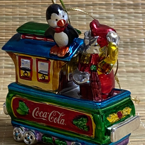 CocaCola Train Christmas Ornament w/ Cute Penguin - Picture 2 of 8